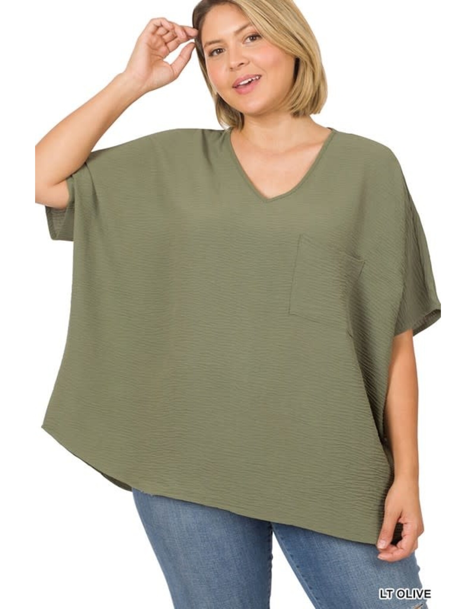 PLUS V-NECK DOLMAN SHORT SLEEVE TOP QT-2740x