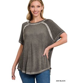 Washed S/S Boat Neck Top RTW-8388