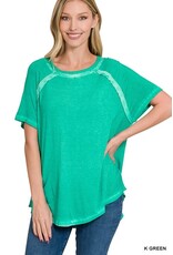 Washed S/S Boat Neck Top RTW-8388