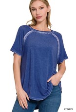 Washed S/S Boat Neck Top RTW-8388