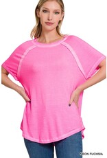 Washed S/S Boat Neck Top RTW-8388