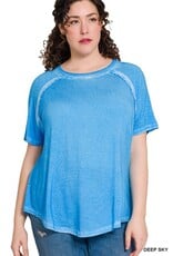 Plus Washed S/S Boat Neck Top RTW-8388X