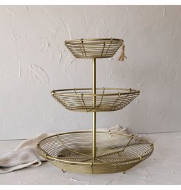 3 Tiered Baskets Brass FDDD11143