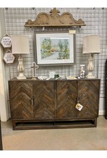 CAB274 Herringbone Credenza 4 Dr 66.1 x 15 x 38.6