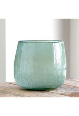 Smokey Sage Crackled Glass Vase, Large ECL00631