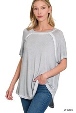 Washed S/S Boat Neck Top RTW-8388