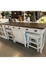 TAB259 Farmhouse Console w Stools 78.7x17.3x36.2"H
