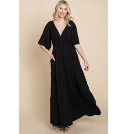 Plus Raglan Sleeve Tiered Maxi Dress CJD1406X