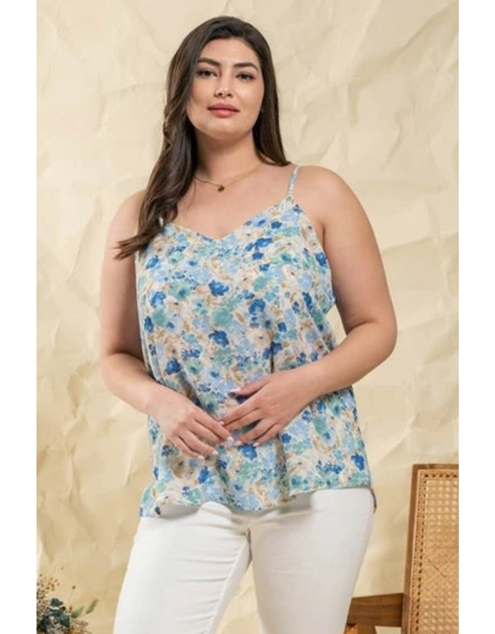 PLUS FLORAL V NECK CAMI PCR1958