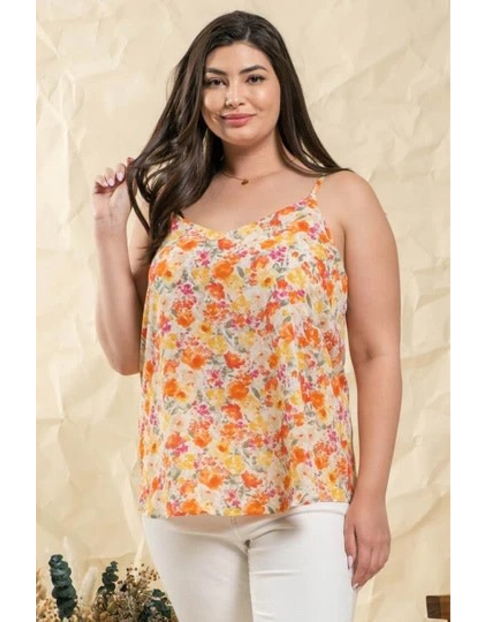 PLUS FLORAL V NECK CAMI PCR1958