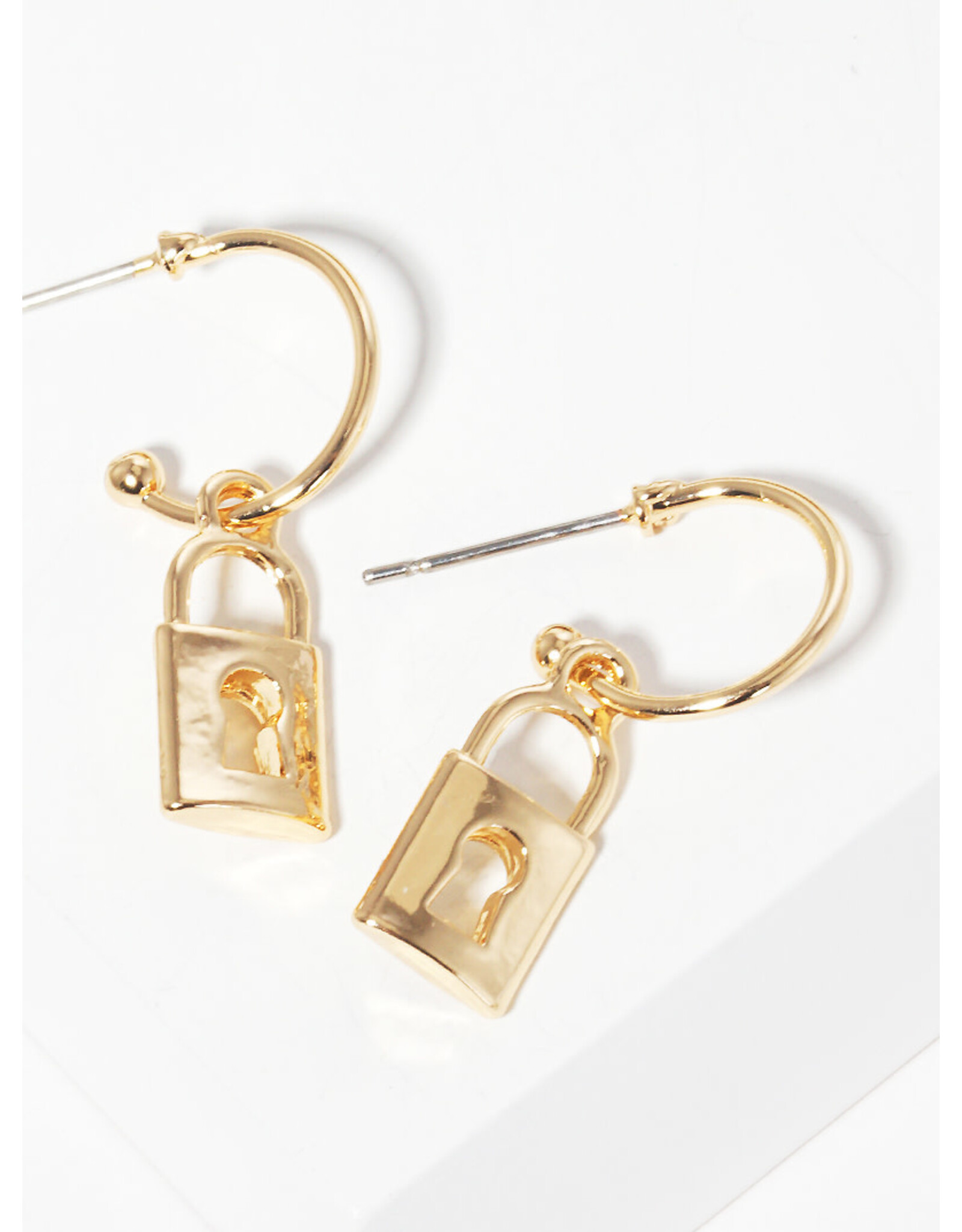 Swarovski Crystal Star PadLock Charm Hoop Earrings 14k Gold Plated | eBay