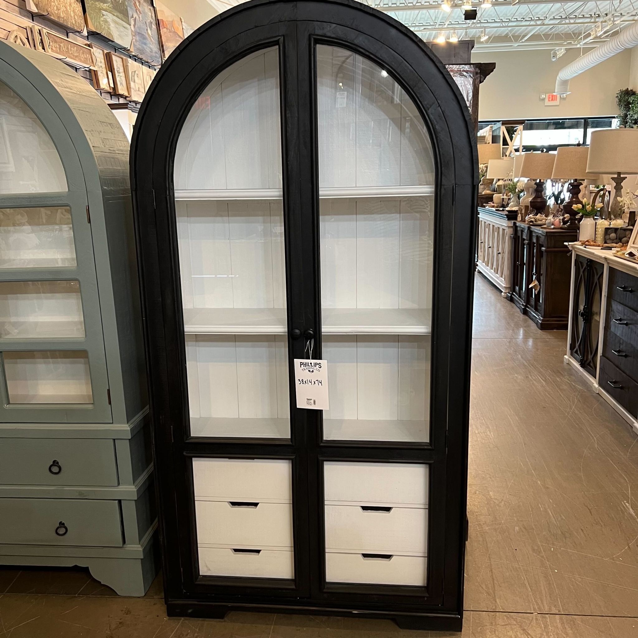 VIT 95 Julia Curved 6 drw Hutch 38 × 14 × 74 in - Phillips Trading