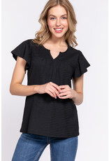 Ruffle S/S wavy Crinkle Top T13522