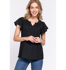 Ruffle S/S wavy Crinkle Top T13522