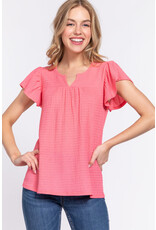 Ruffle S/S wavy Crinkle Top T13522