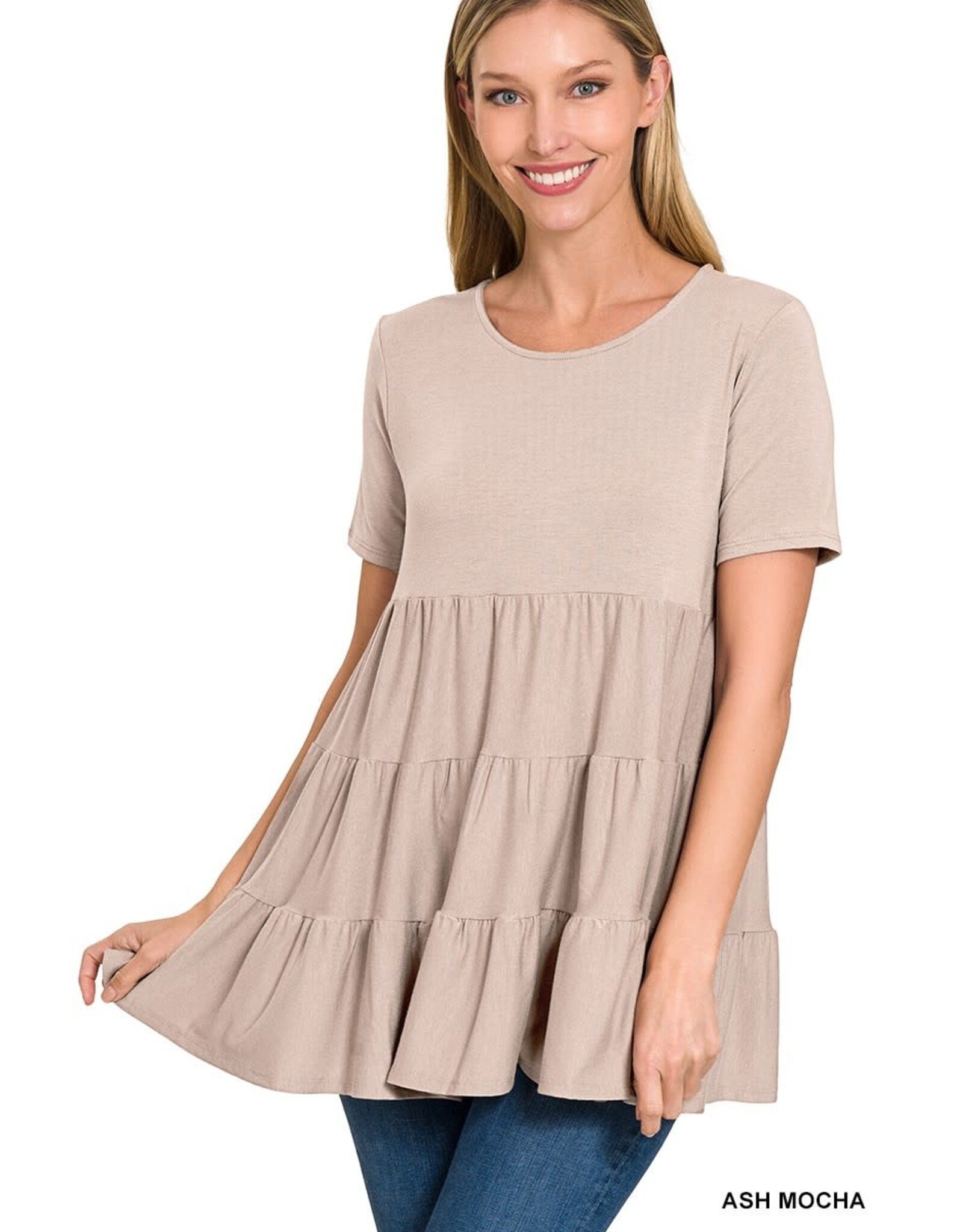 RT-3136 S/S Tiered Ruffle Tunic