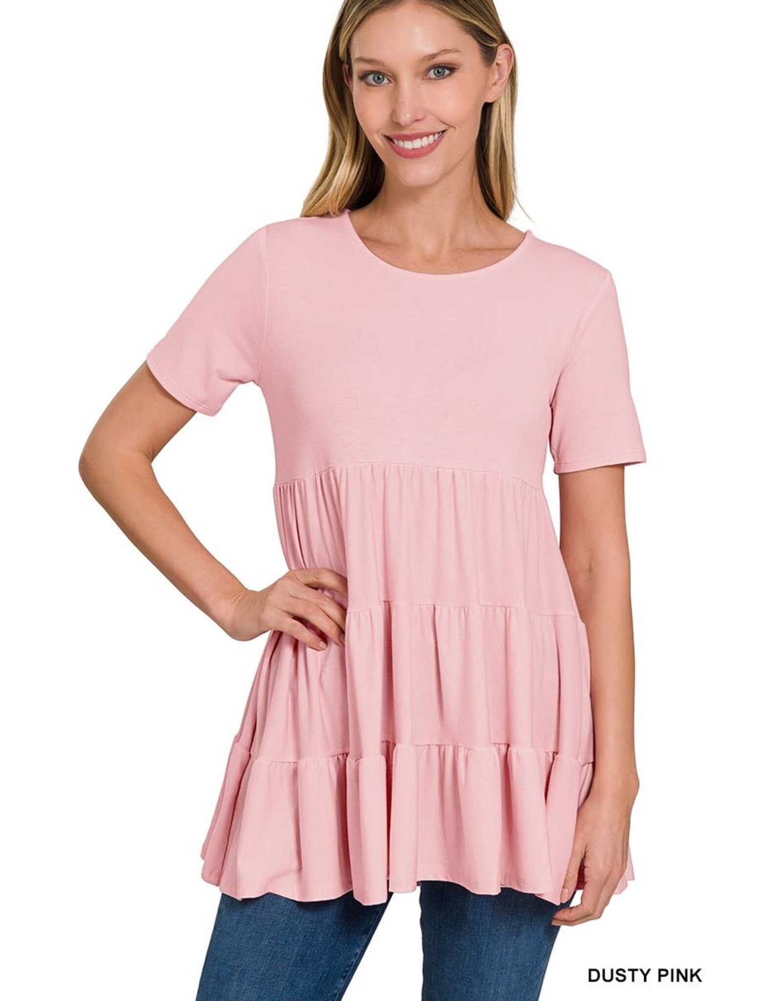 RT-3136 S/S Tiered Ruffle Tunic