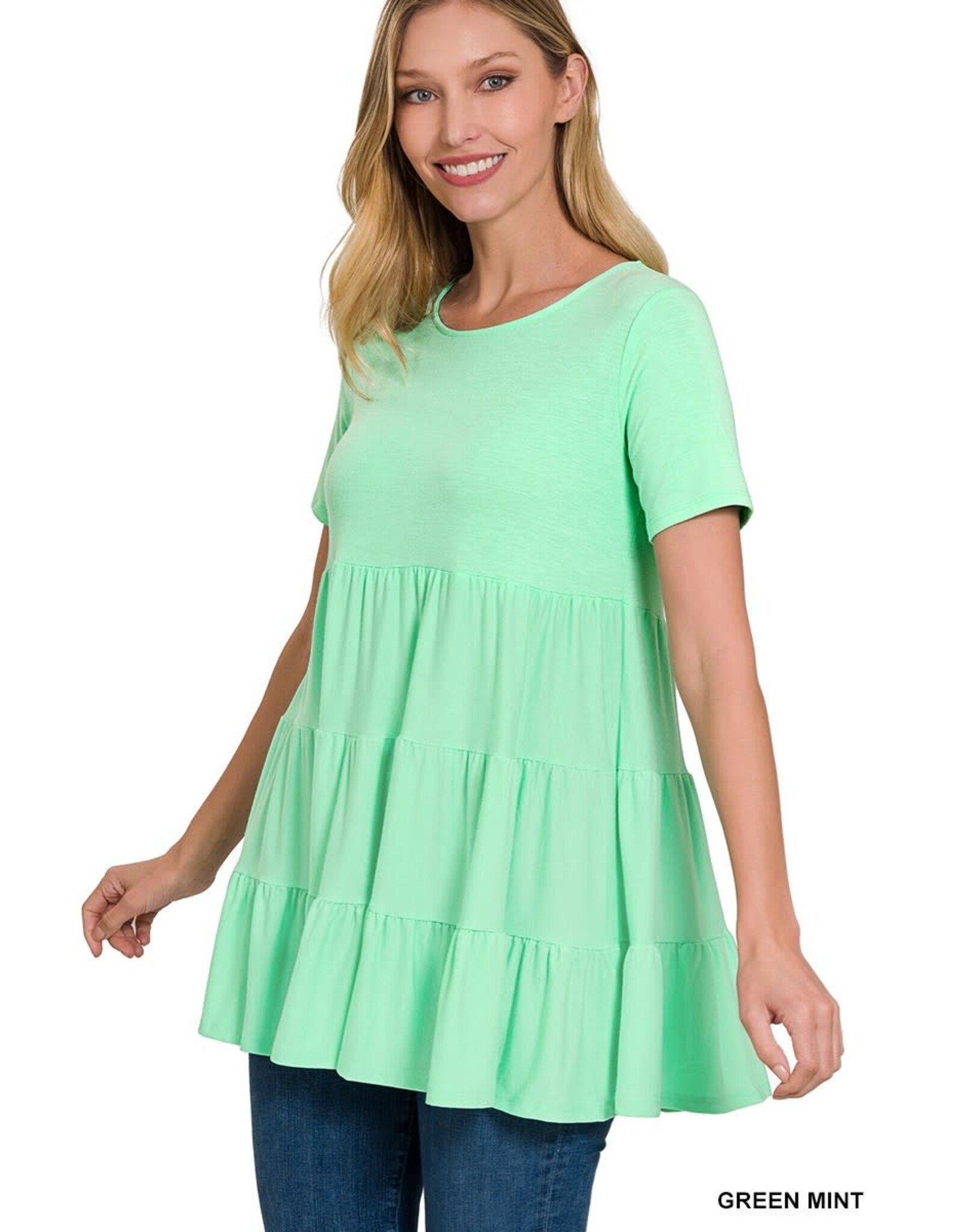 RT-3136 S/S Tiered Ruffle Tunic