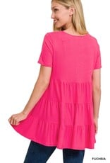 RT-3136 S/S Tiered Ruffle Tunic