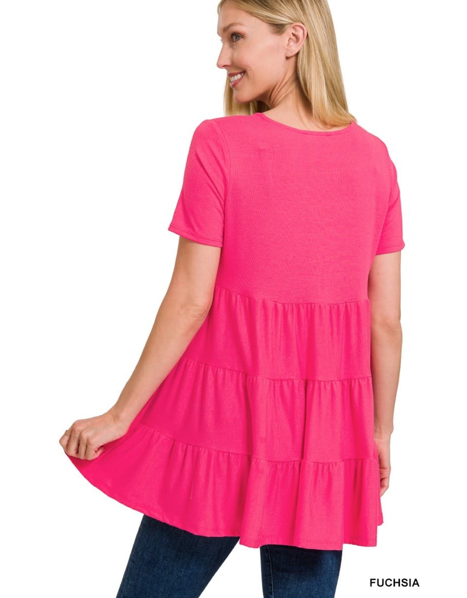 RT-3136 S/S Tiered Ruffle Tunic