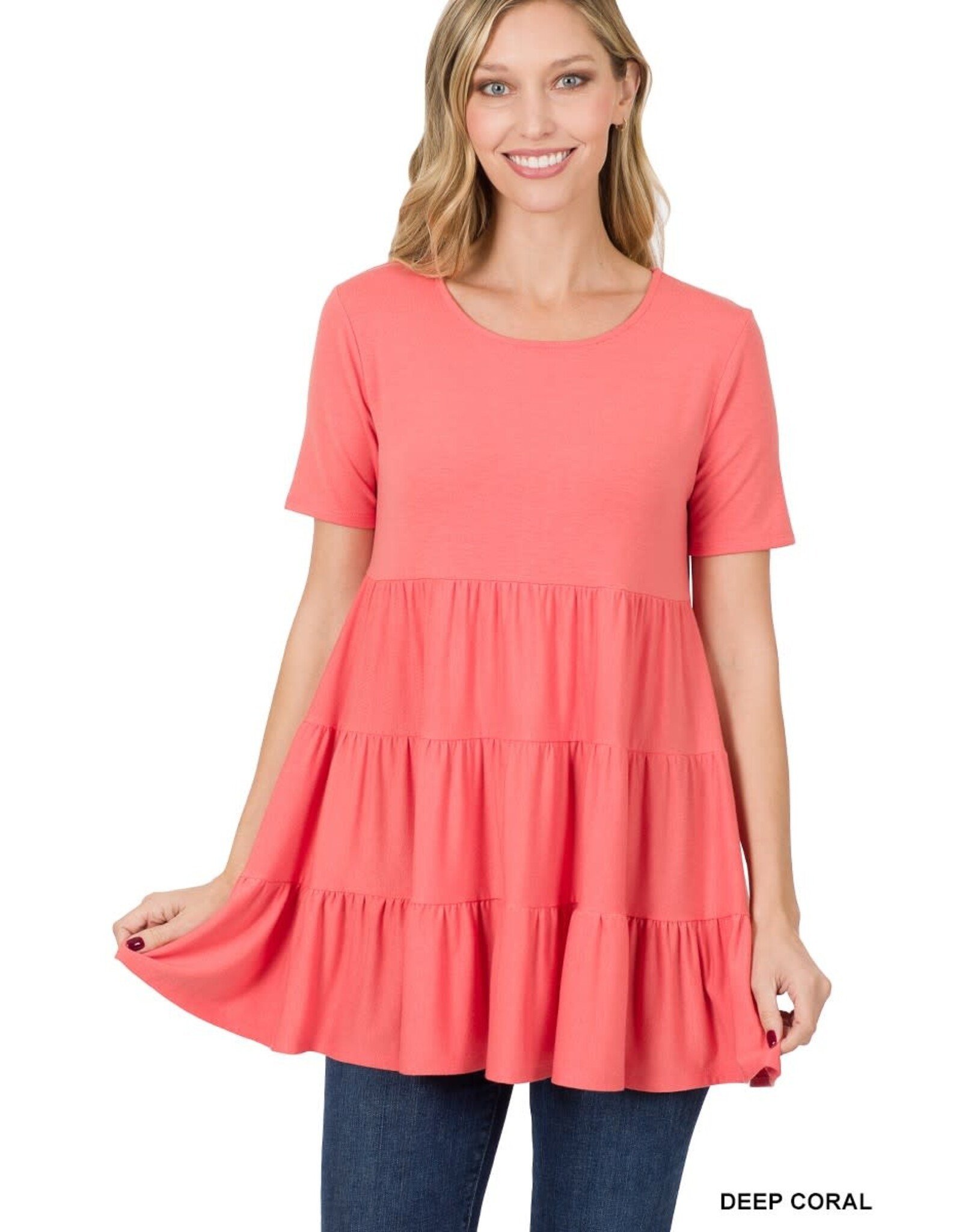 RT-3136 S/S Tiered Ruffle Tunic