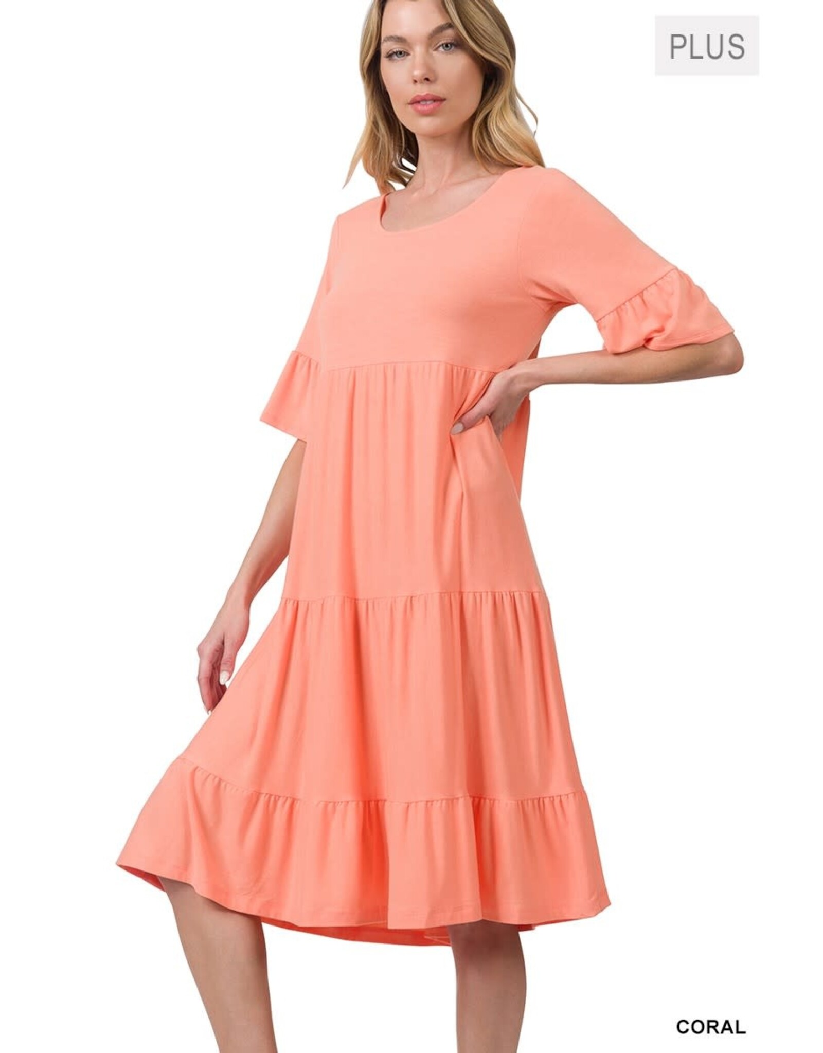 RS-8359X Plus  Ruffle SL Tiered Dress