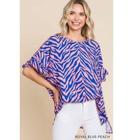 Zebra print Ruffle Sl Top 13791W