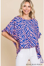 Zebra print Ruffle Sl Top 13791W