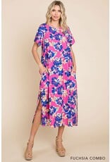 floral Print S/S Midi Dress 203333W