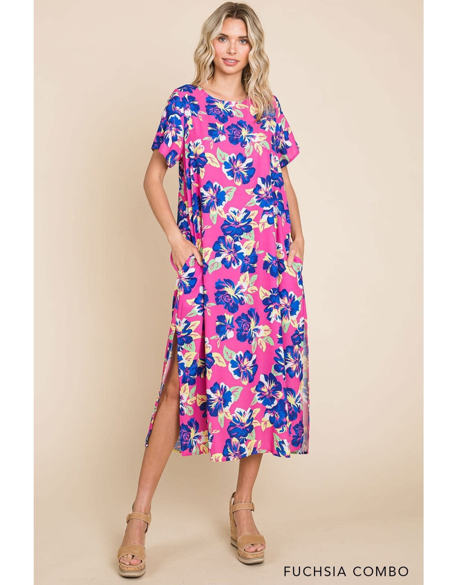 floral Print S/S Midi Dress 203333W