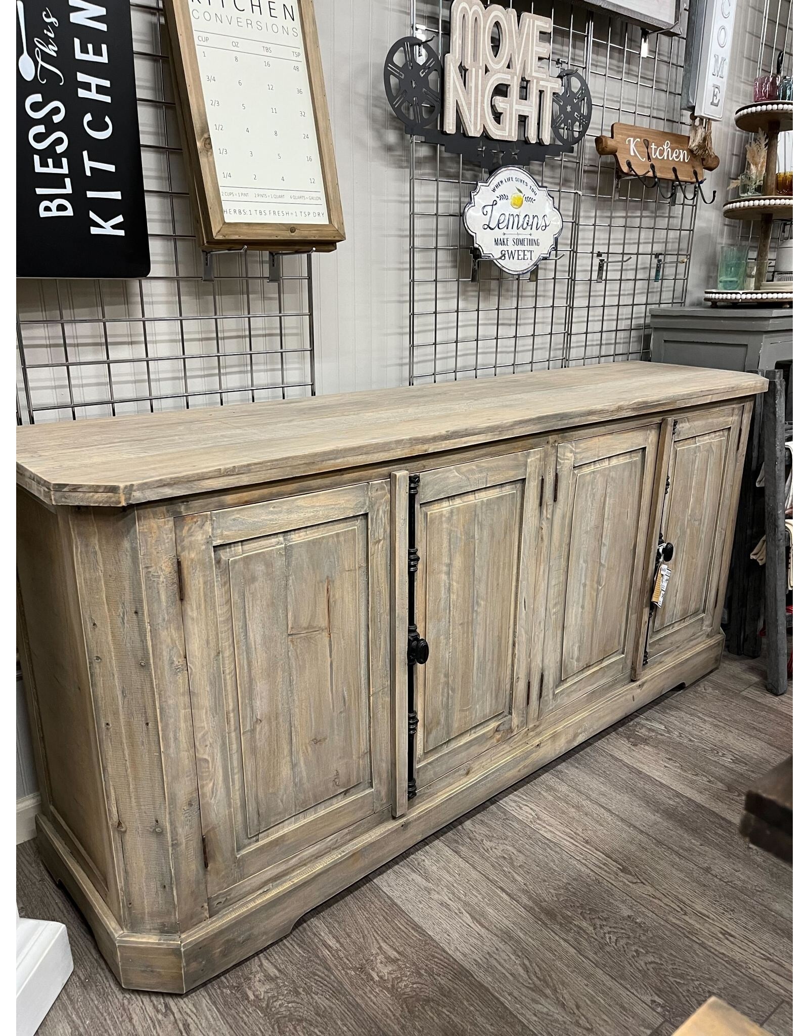 CAB161 Credenza 4 Beveled Panl Doors 77.5x19.6x36.2