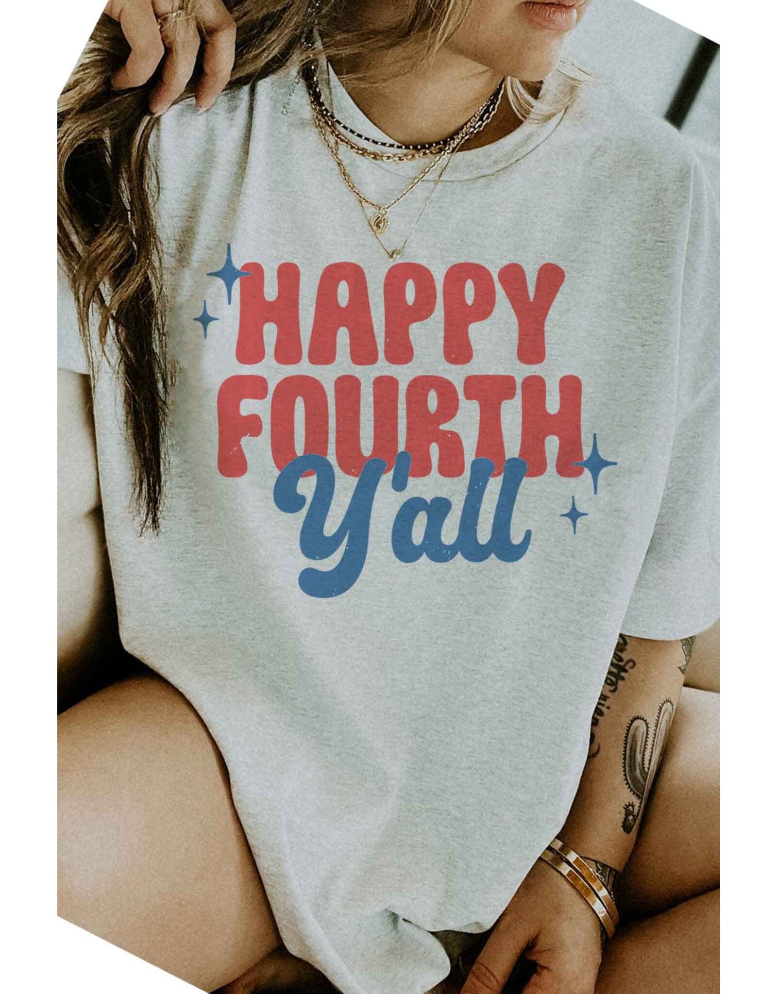 Happy Forth Yall  Graphic TEE R90120X-TS