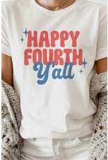 Plus Happy Forth Yall  Graphic TEE R90120X-TS-plus