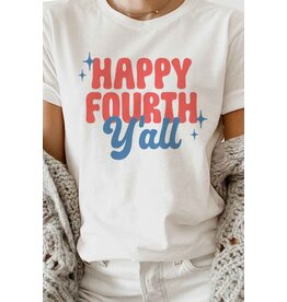 Plus Happy Forth Yall  Graphic TEE R90120X-TS-plus