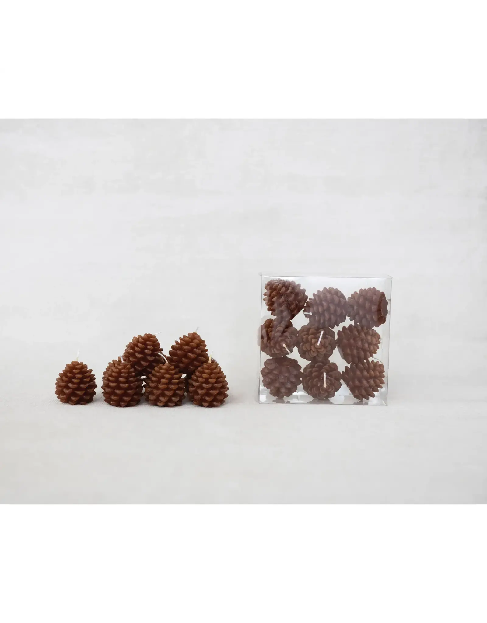 Unscented Pinecone Shaped Tealights, 2 Styles set/9  XS0424A