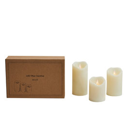 Flameless LED Wax Pillar Candles w/ 6 Hour Timers & Remote, Boxed Set of 3  XS2041