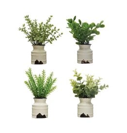 Faux Plant in Stoneware Pot, Distressed White Finish, 4 Styles, each DF7737A
