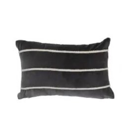14" x 9" Cotton Velvet Lumbar Pillow with Appliqued Stripes DF5510