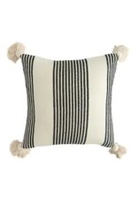 20" Cotton & Chenille Woven Striped Pillow w/ Tassels DF1641PMC