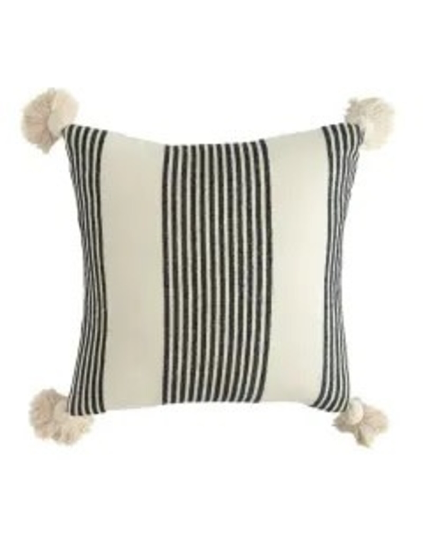 20" Cotton & Chenille Woven Striped Pillow w/ Tassels DF1641PMC