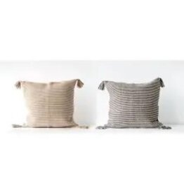 24" Striped Pillow with Tassels, 2 Colors EACH DF0528A