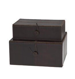 Leather Rectangular Box DK Brown 31687