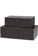 Dark Brown Top Latch Leather Box 31691