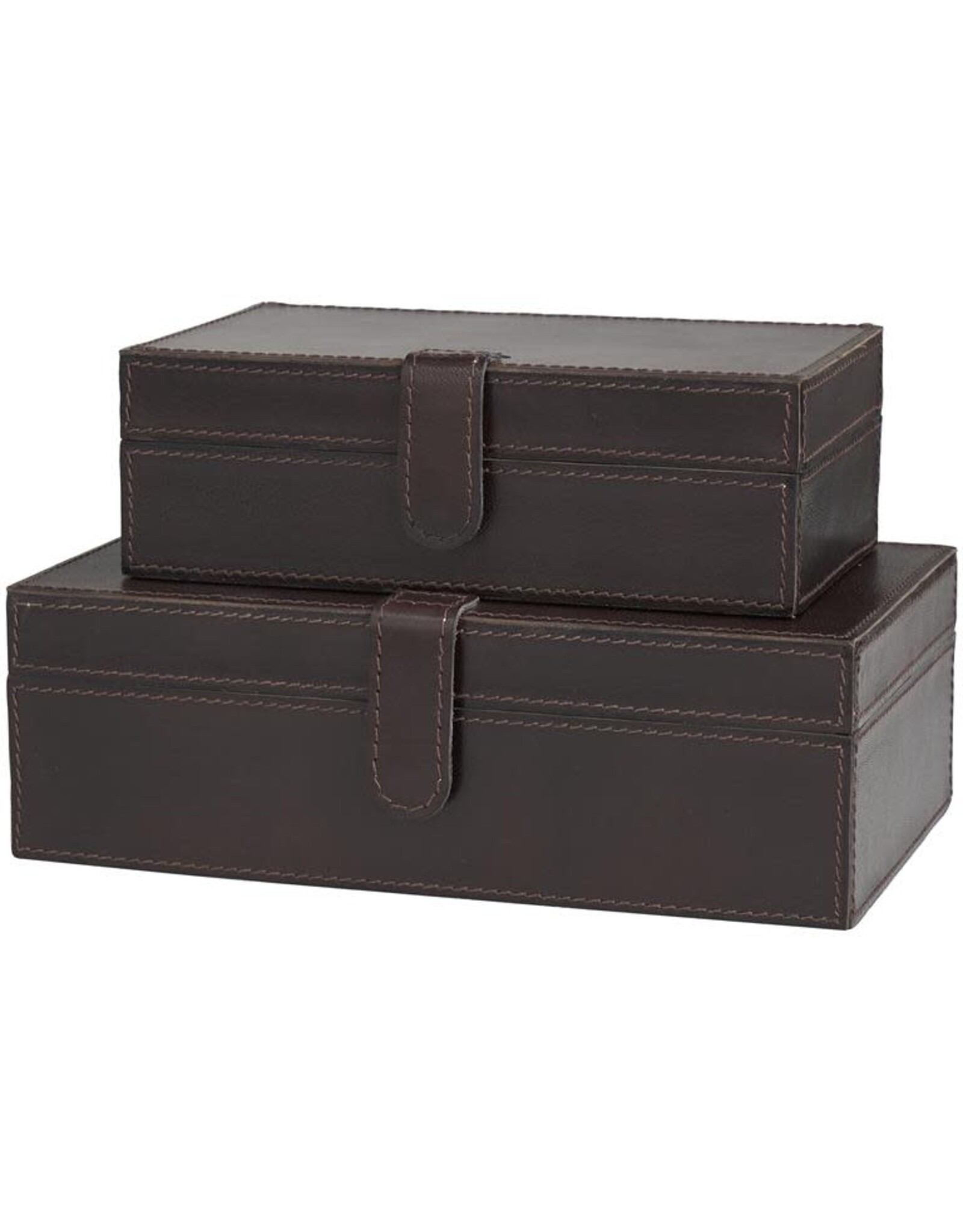 Dark Brown Top Latch Leather Box 31691