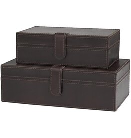 Dark Brown Top Latch Leather Box 31691