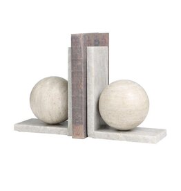 Marble Ball Bookends Gray Brown 6"W x 7"H EACH 33140