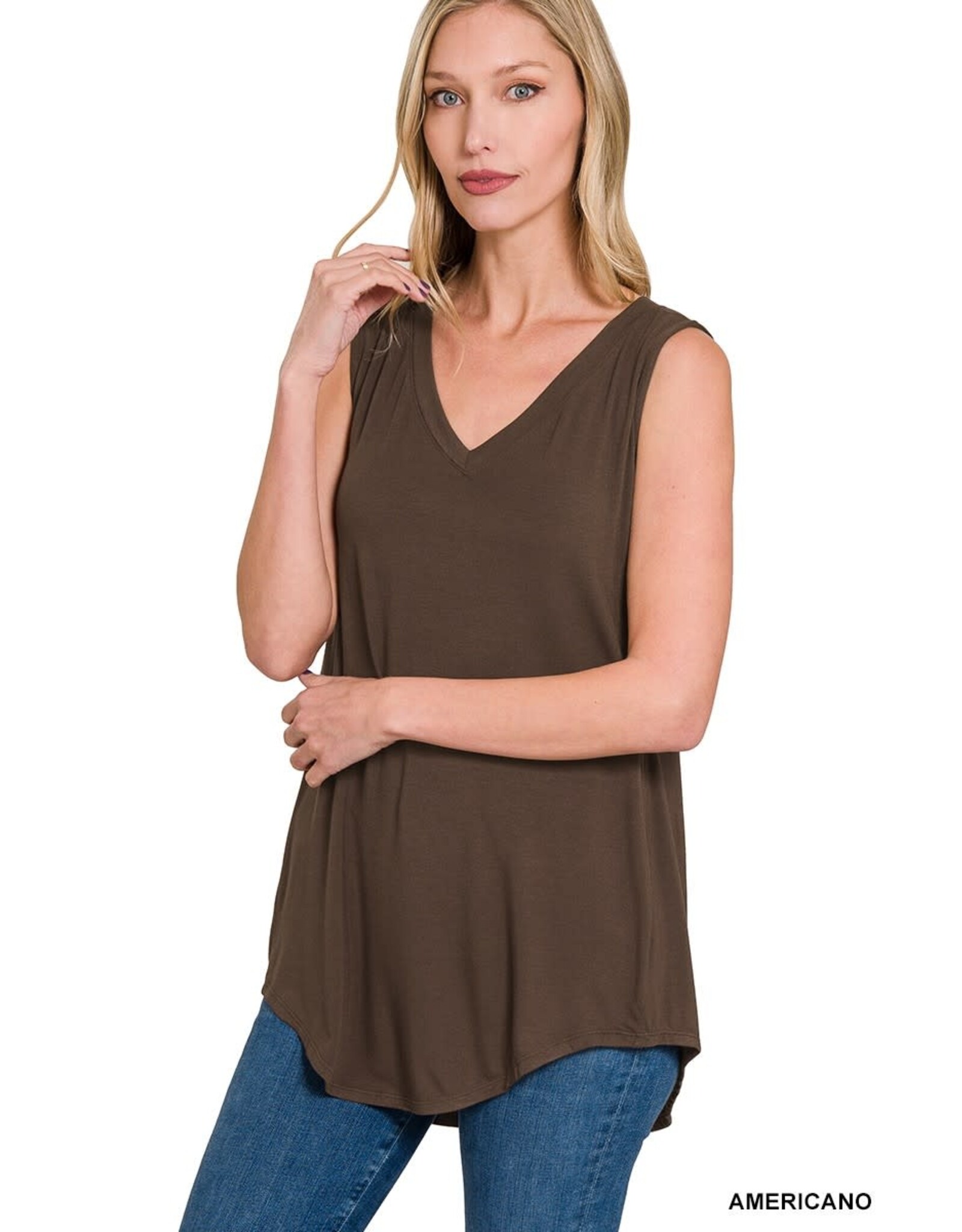 AT-5540 S/L V neck Hi Low Hem Top