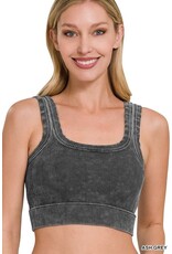 Washed Ribbed SQ Neck Tank Top NTW-6140