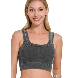 Washed Ribbed SQ Neck Tank Top NTW-6140