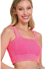 Washed Ribbed SQ Neck Tank Top NTW-6140